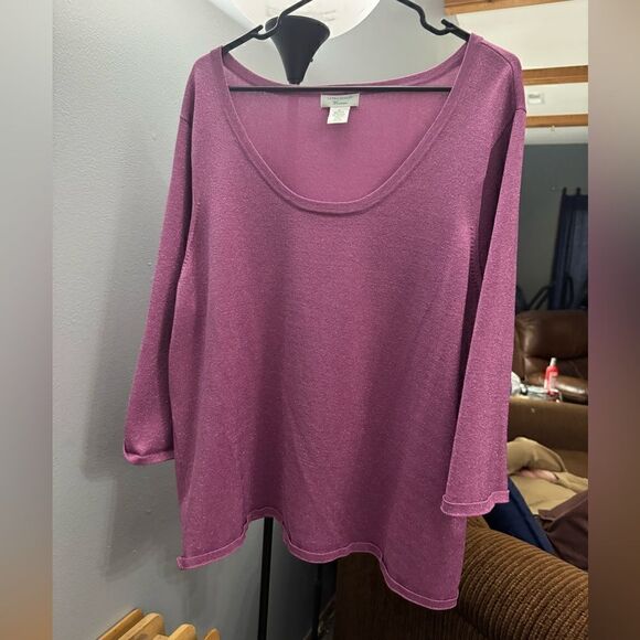 Laura Ashley Women Sparkle Pink Sweater Size 3X - Picture 3 of 6